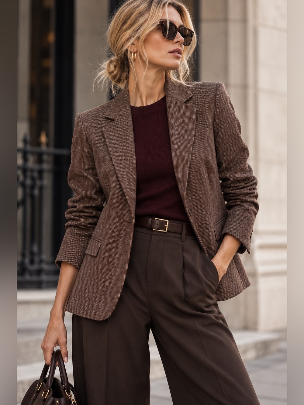 Talbots NWT Italian Wool Brown Tweed Blazer Size 12